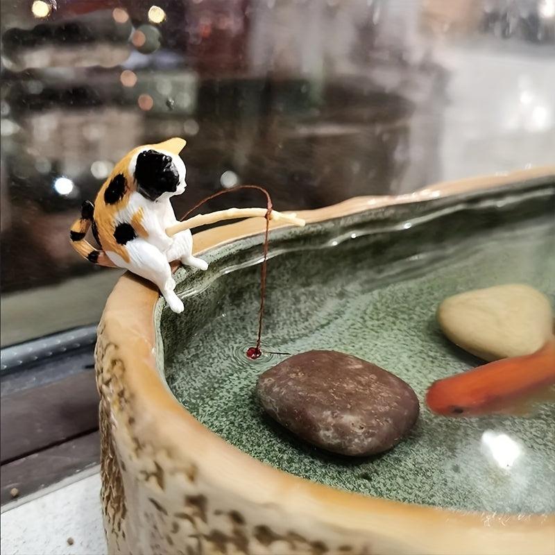 Cat Fishing Aquarium Decoration Toy Set