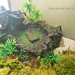 Resin Reptile Platform Tree Trunk Decor Food Water Dish