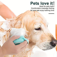 Silicone Pet Bath Brush with Shampoo Dispenser for Grooming