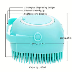 Silicone Pet Bath Brush with Shampoo Dispenser for Grooming