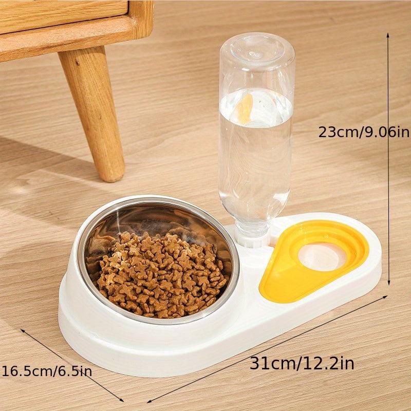 Automatic Double Bowl Pet Food & Water Bowl Neck Protection Stainless Steel