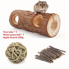 8pcs Hamster Tunnel Natural Wood Chew Toys Forest Hollow Tree Trunk