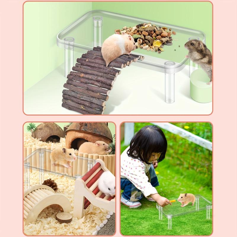 Transparent Hamster Platform Play Stand for Small Pets