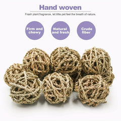 4 Pcs Small Animal Chew Balls Toy Rolling Activity Balls Bunny Treat Grass Ball