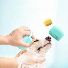 Silicone Pet Bath Brush Massage Comb for Dog Cat Rabbit - Shampoo Dispenser