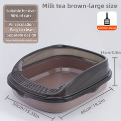 Anti-Splashing Cat Litter Box, Detachable Basin, High Fence Cat Toilet