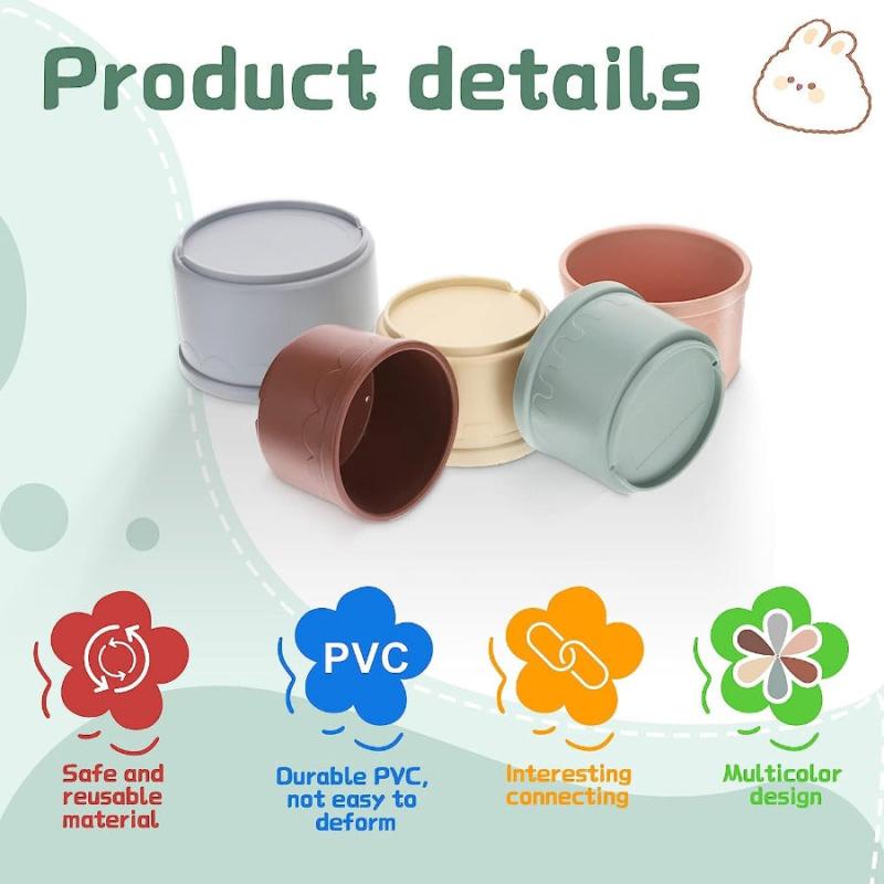 8 Pcs Colorful Stacking Cups for Rabbits, Reusable Bunny Toys