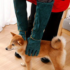 Bite Resistant Leather Dog Training Gloves - Protective Gloves