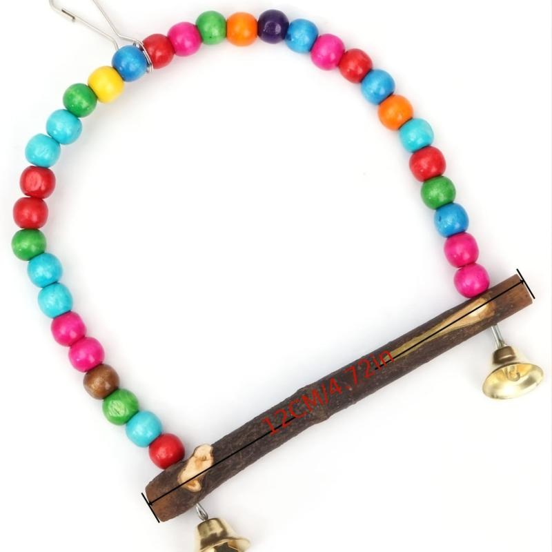 Rainbow Beads Log Standing Pole for Parrot Birds Fun Toy