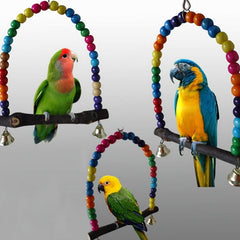 Rainbow Beads Log Standing Pole for Parrot Birds Fun Toy