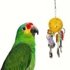 Interactive Parrot Toy Spoon Fun Bird Cage Swing Toy