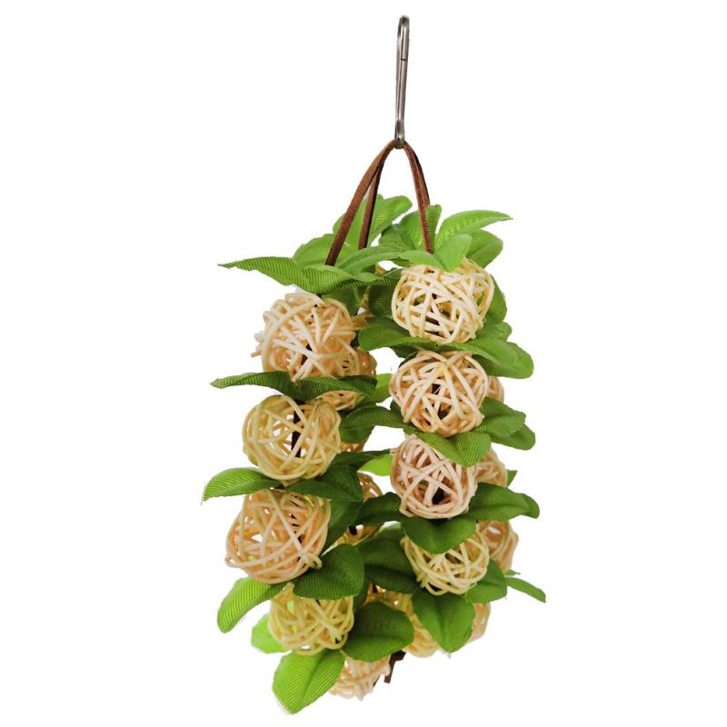 Parrot Toys Hanging Wooden Birds Ball Toy Bird Cage Bite Toys