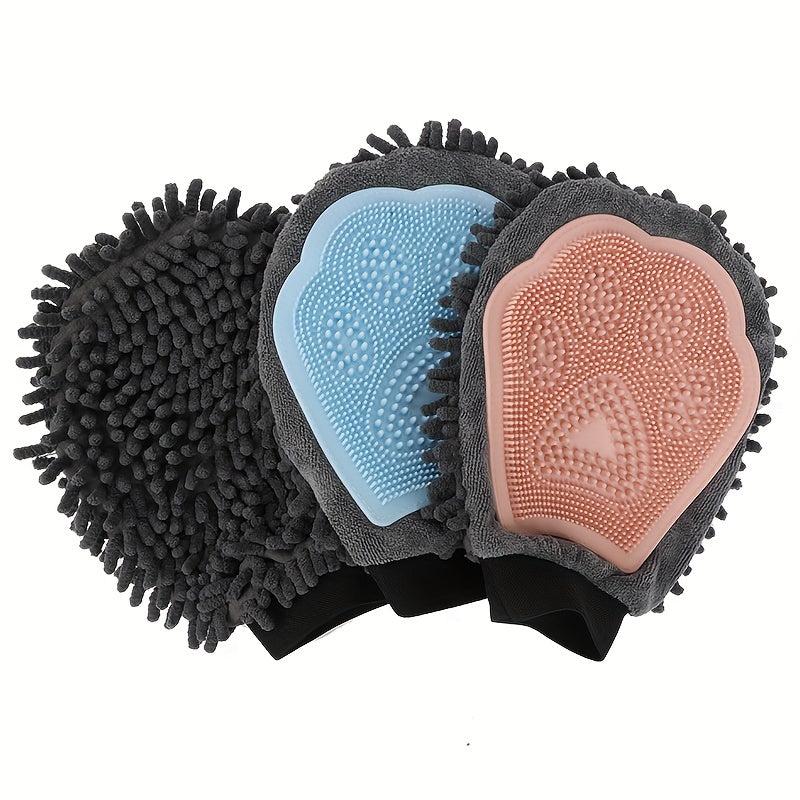 Pet Bathing Gloves Double Sided Dog Cleaning Massaging Gloves