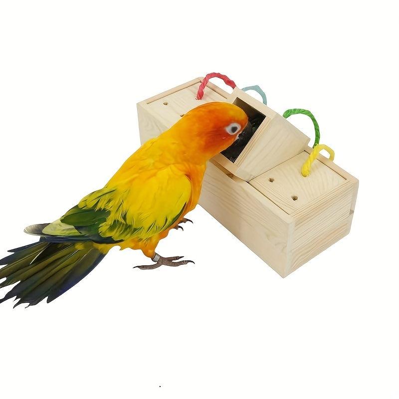 Wooden Bird Foraging Feeder Toys for Parrots