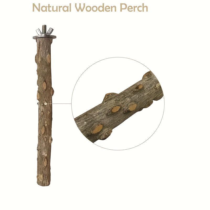 4pcs Nat. Wood Bird Perch Stands Parrots Cage Accessories Fun Toy