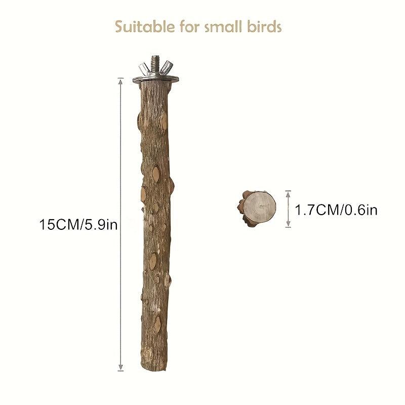 4pcs Nat. Wood Bird Perch Stands Parrots Cage Accessories Fun Toy