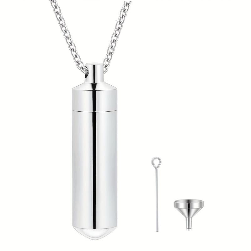 Cylinder Cremation Necklace for Ashes Keepsake Pendant Urn Jewelry