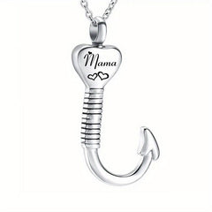 Waterproof Heart Fish Hook Cremation Jewelry Ashes Urn Necklace