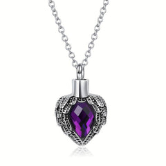 Heart Urn Necklace Birthstone Stainless Steel Ashes Pet Friends