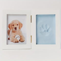 Pet Paw Print Keepsake Kit Wooden Photo Frame With Memorial Clay Imprint