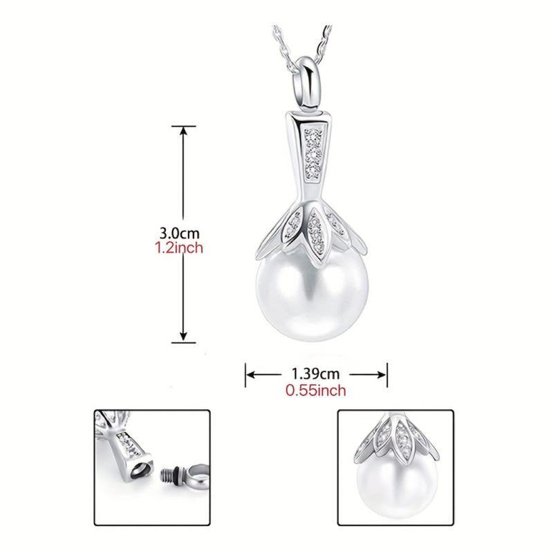 Pearl Urn Necklace Ashes Memorial Cremation Faux Pearl Pendant Jewelry