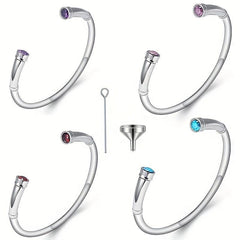 Stainless Steel Cremation Bracelet with Birthstone Keepsake Jewelry