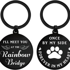 Rainbow Bridge Pet Memorial Metal Engraved Keychain