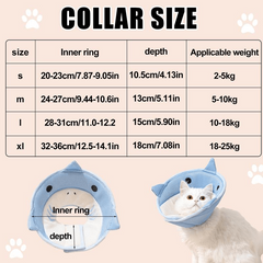 Shark Shaped Cat Cone Collar Lightweight Breathable Fasteners Collar