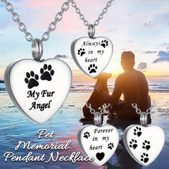 Pet Memorial Necklace Heart Pendant Cremation Urn Jewelry for Ashes