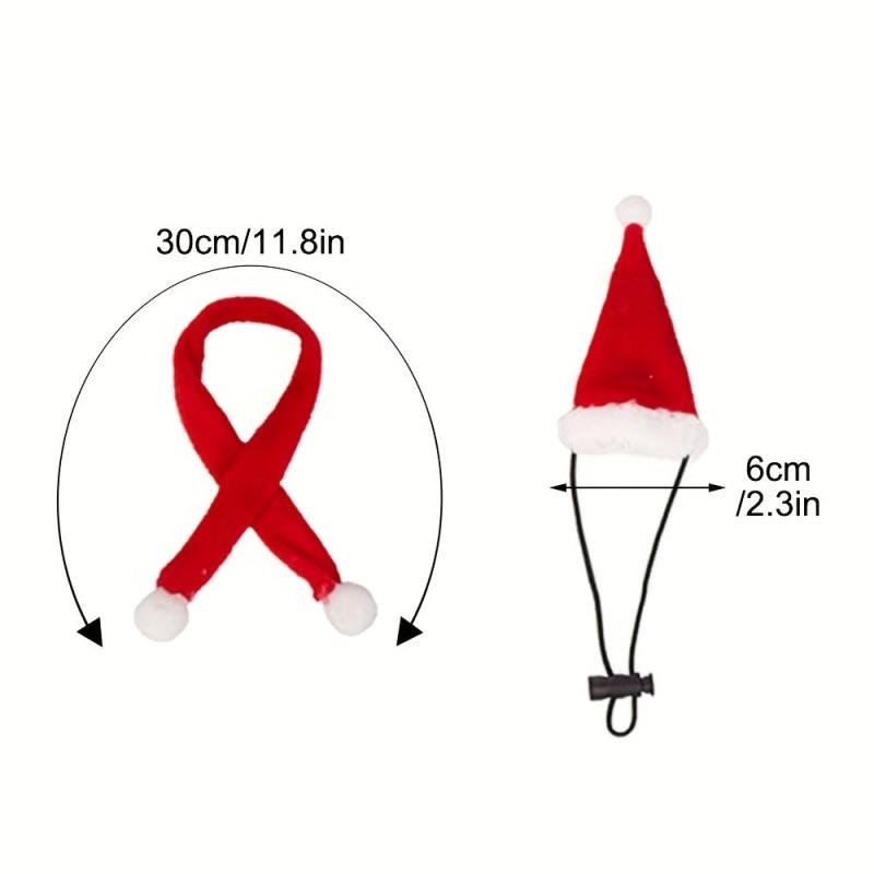 2pcs Small Pet Christmas Set Hat and Scarf Reptile Decorations