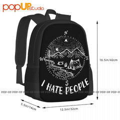Camping Compass I Hate People Backpack Large Capacity Portable Gymnast Bag