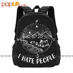 Camping Compass I Hate People Backpack Large Capacity Portable Gymnast Bag