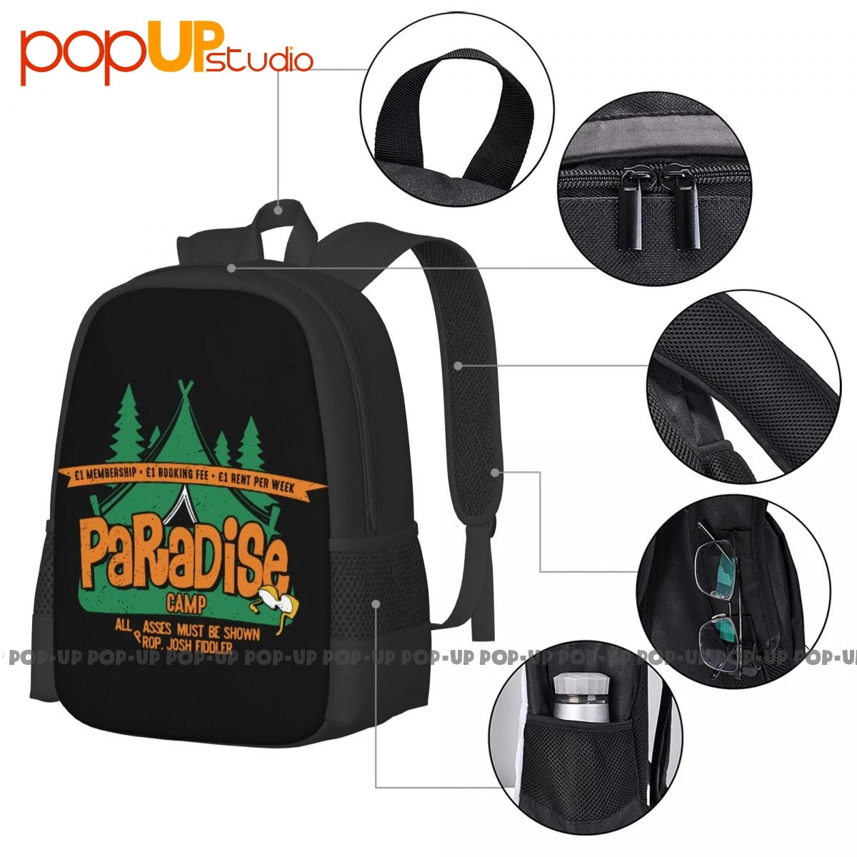 Paradise Camp Backpack Large Capacity Bookbag Swimming Storage Bag