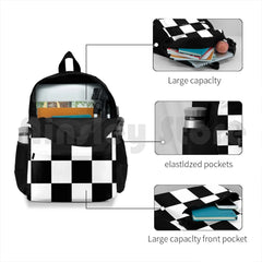 Checkered Outdoor Hiking Backpack Waterproof Camping Travel Squares Chess