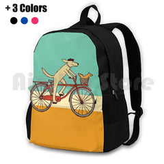 Dog & Squirrel Whimsical Art Dog Bike Backpack Waterproof Camping