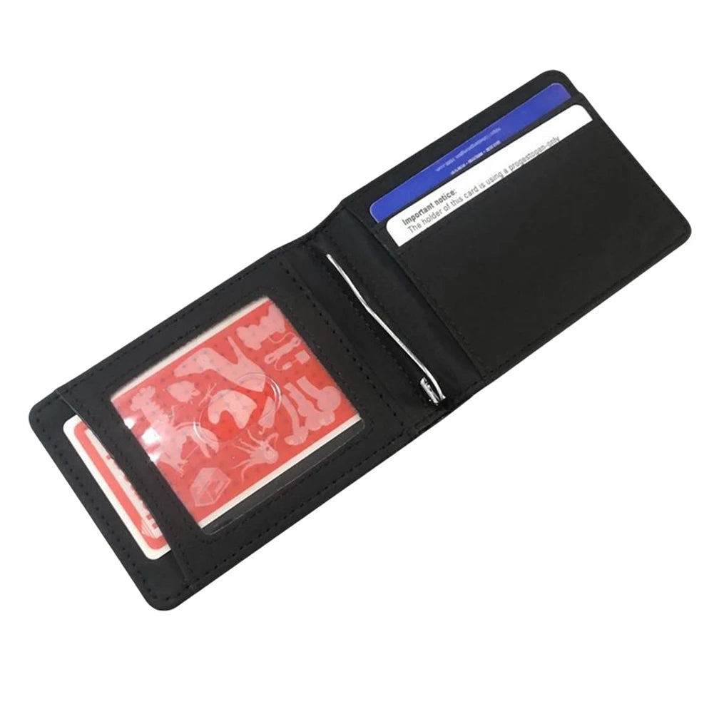 Minimalist PU Leather Bifold Wallet for Traveling Camping Walking