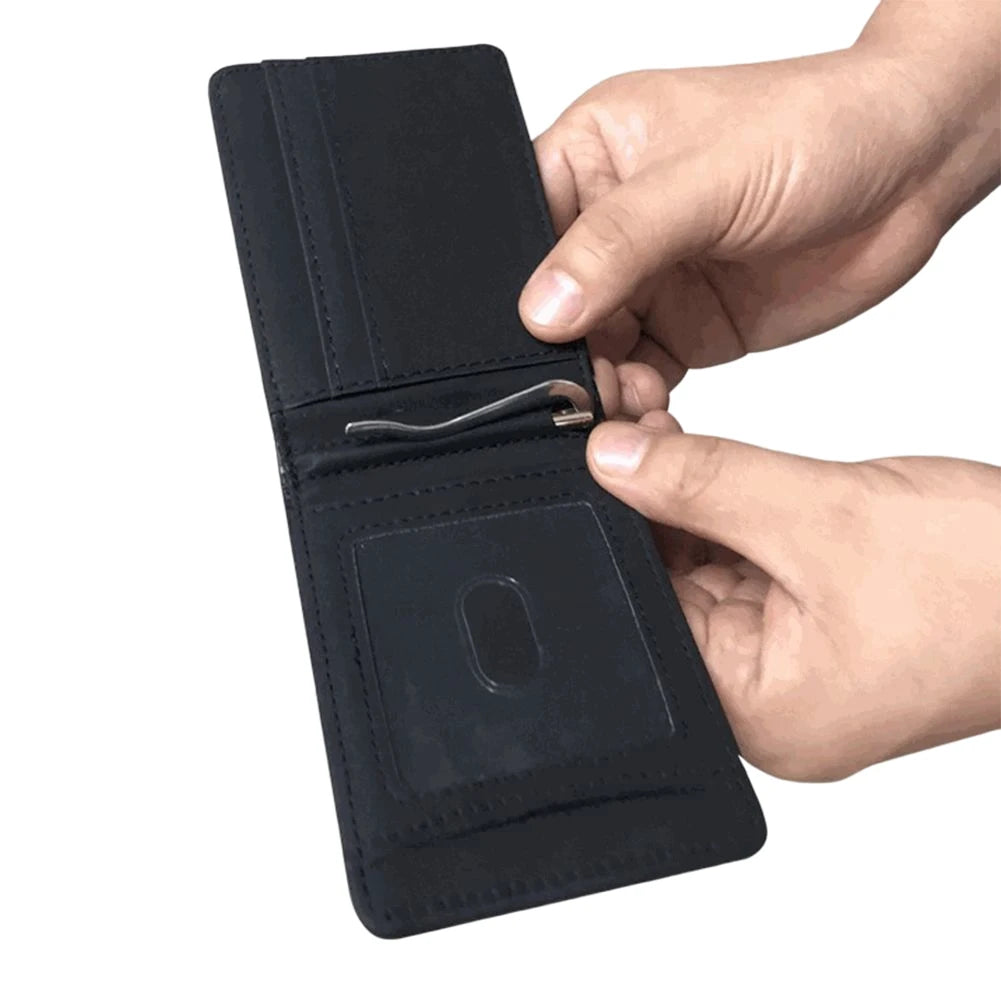 Minimalist PU Leather Bifold Wallet for Traveling Camping Walking