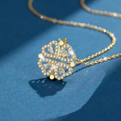 Magnetic Heart Necklace Four Leaf Clover Pendant Female Jewelry