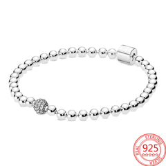 925 Silver Rose Buckle Beaded Pav? Bracelet for Her
