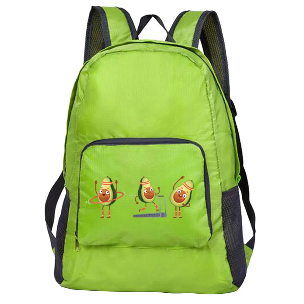 Avocado Print Foldable Backpack Camping Mountaineering Ultra-light Travel Bag