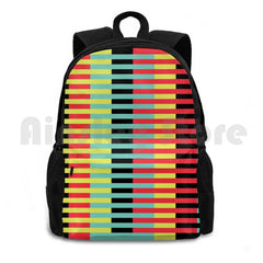 Stripes Outdoor Hiking Backpack Waterproof Camping Red Yellow