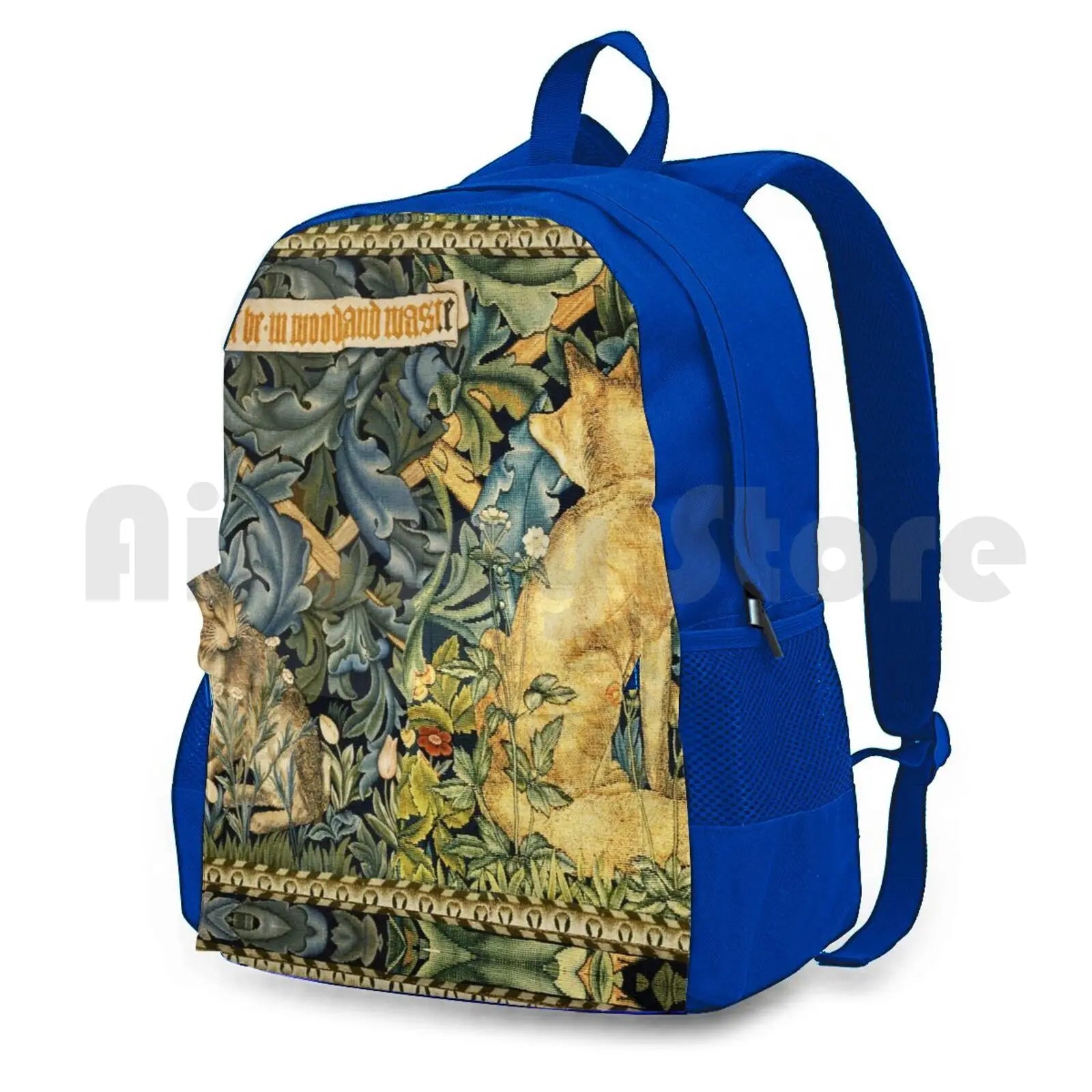 Green Floral Outdoor Hiking Backpack Waterproof Camping Travel Animals Foxes Fox