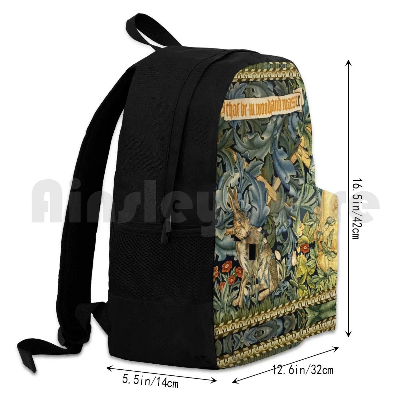 Green Floral Outdoor Hiking Backpack Waterproof Camping Travel Animals Foxes Fox