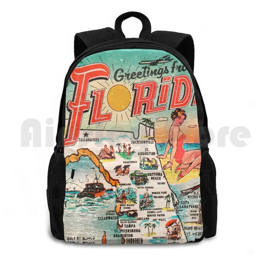 Vintage Florida Outdoor Hiking Backpack Waterproof Camping Travel