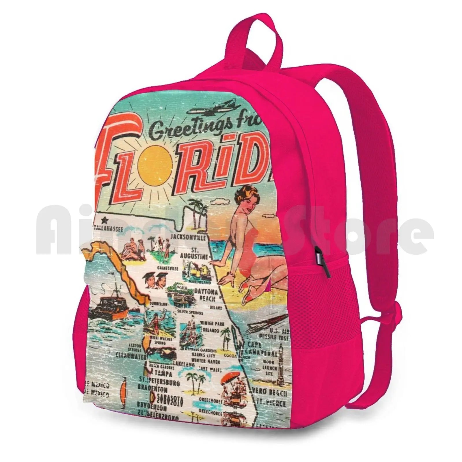 Vintage Florida Outdoor Hiking Backpack Waterproof Camping Travel