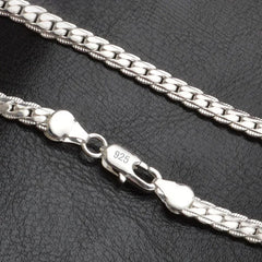 925 Silver 6mm Sideways Necklace 8/18/20/22/24 Inch Chain Wedding Jewelry