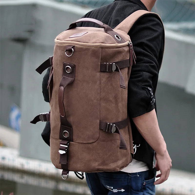 Men's Canvas Backpacks Camping Backpack Large Capacity Travel Shoulder Bags