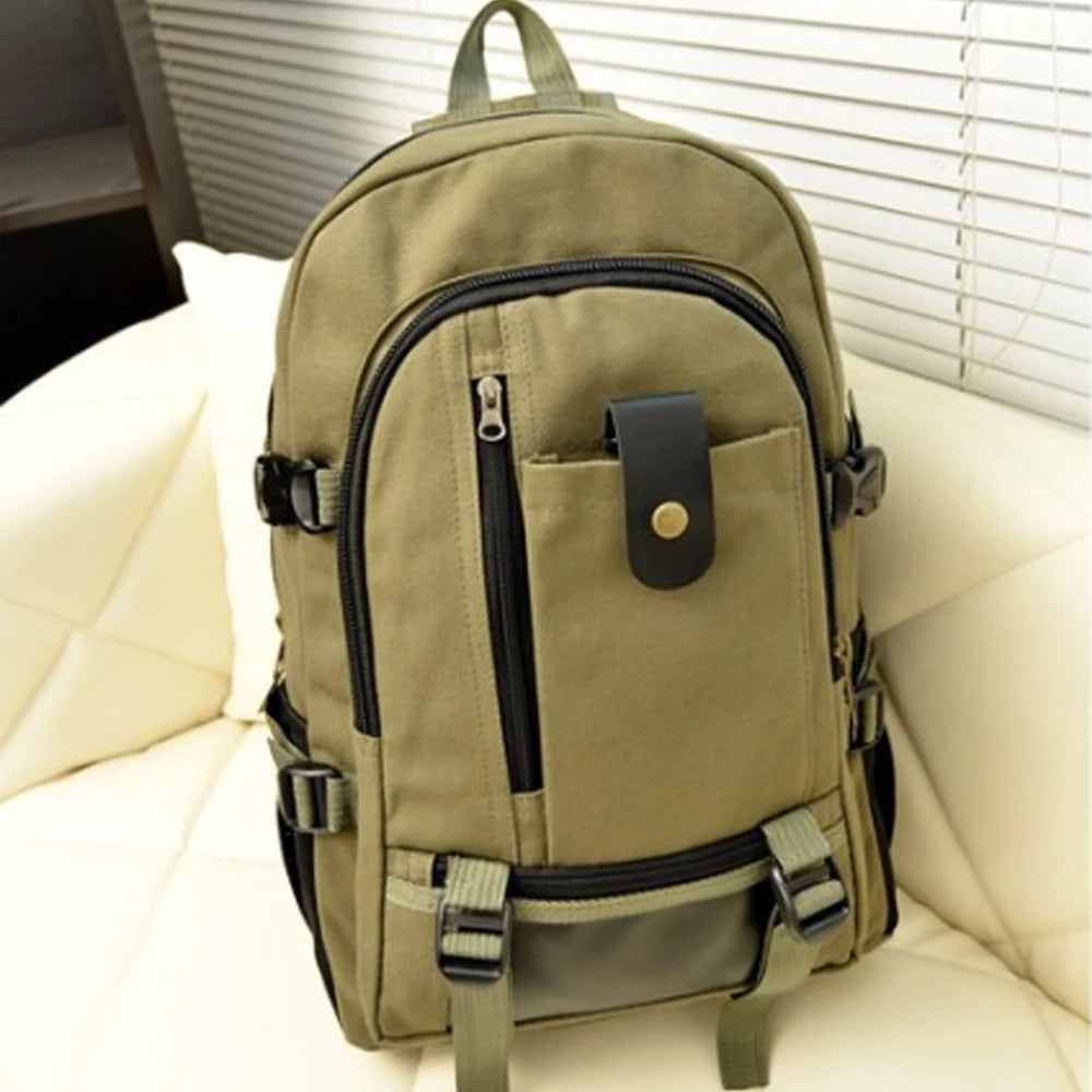 Men's Retro Travel Rucksack Zipper Closure Camping Bag