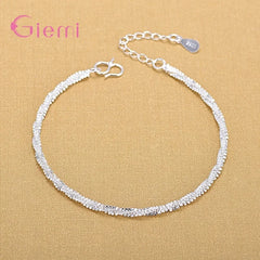 925 Silver Anklet Twisted Weave Chain for Women Girl