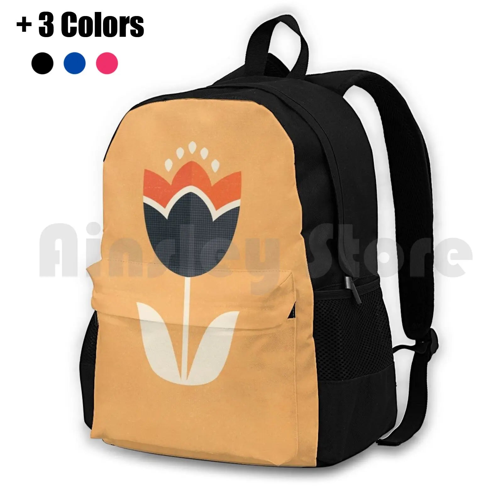 Orange/Cream Outdoor Hiking Backpack Waterproof Camping Travel